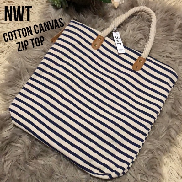 summer & rose Bags Nwt Summer And Rose Cotton Canvas Zip Top